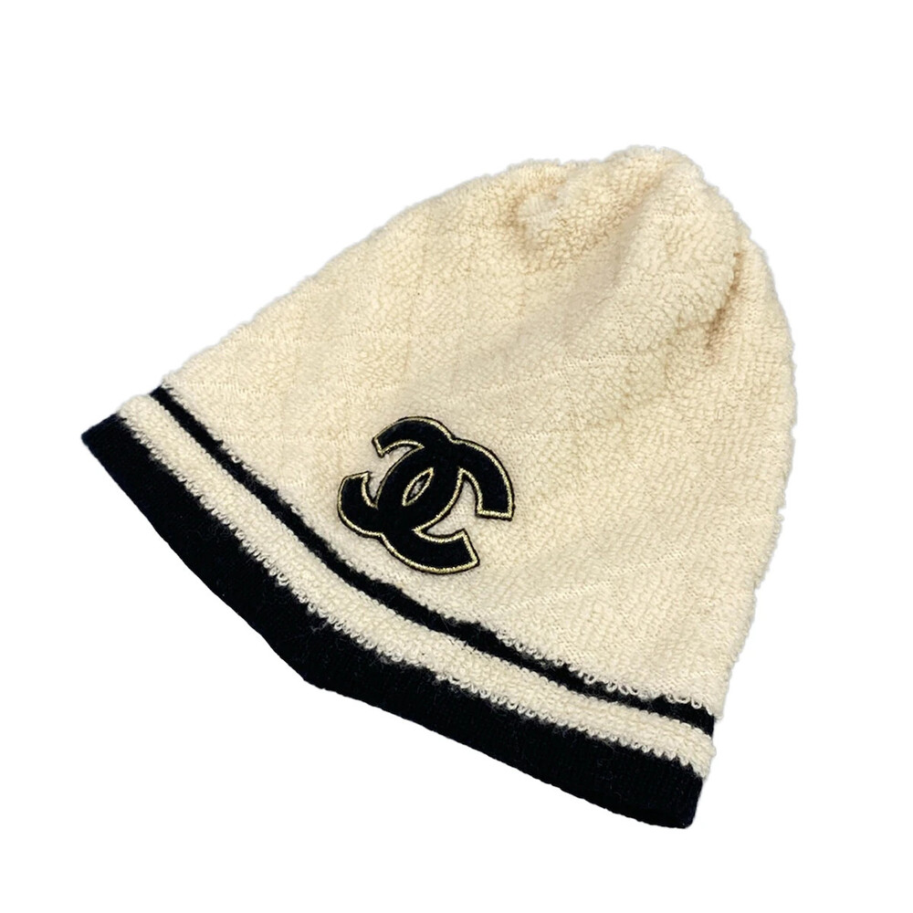 Chanel Cream Black Gold Cashmere Hat #341956C96B